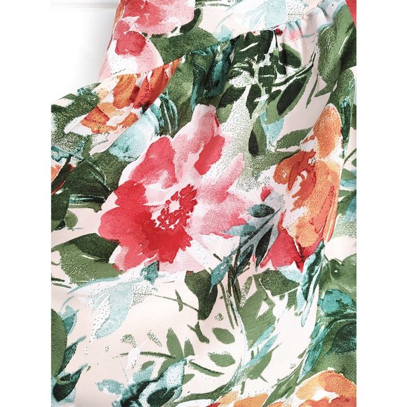 Floral Cropped Ruffle Tank Top Summer Swing Tropical Bow Boho S - Picture 10 of 12
